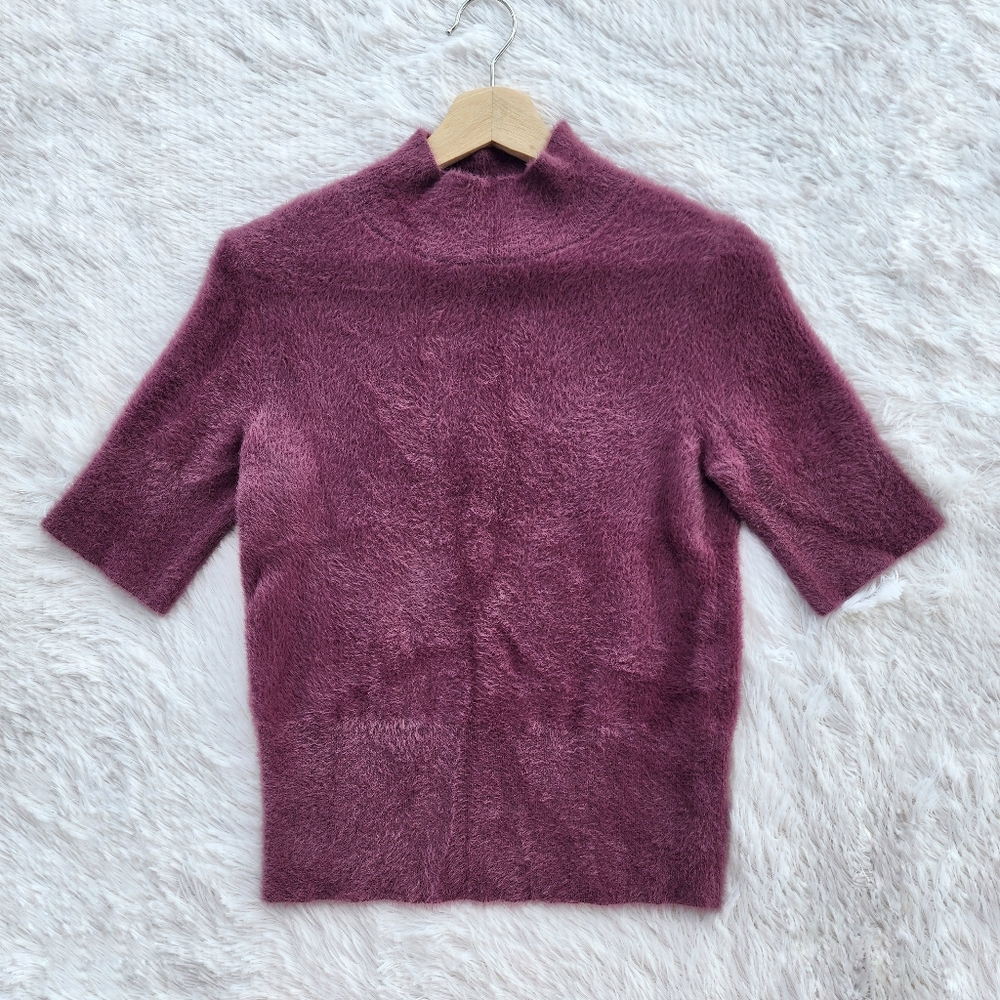 Bailey 44 Purple Mock Neck Fuzzy Knit‎ Sweater Top